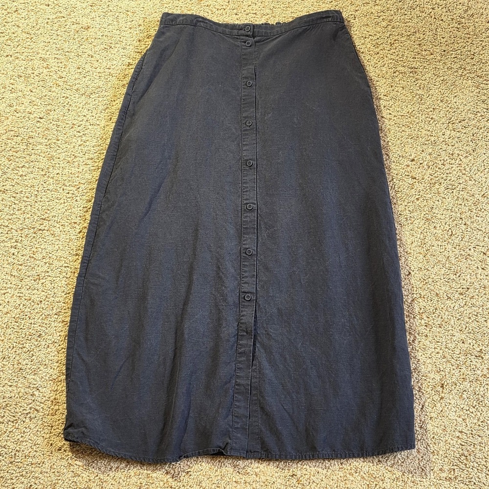 Samsøe Samsøe‎ Meise Skirt Womens Large Blue Midi Straight Button Linen 12771